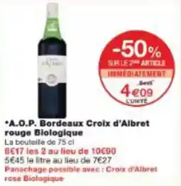 Monoprix A.o.p. bordeaux croix d'albret rouge biologique offre