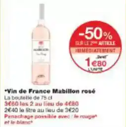 Monoprix Vin de france mabillon rosé offre