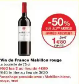 Monoprix Vin de france mabillon rouge offre