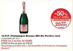 Monoprix A.o.p. champagne devaux œil-de-perdrix rosé offre