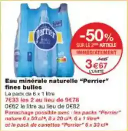 Monoprix Eau minerale naturelle perrier fines bulles offre