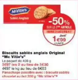 Monoprix Biscuits sablés anglais original mc vitie's offre