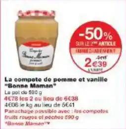 Monoprix La compote de pomme et vanille bonne maman offre