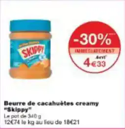 Monoprix Beurre de cacahuètes creamy skippy offre