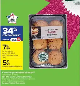 Cora x Carrefour 6 mini burgers de bœuf au bacon offre