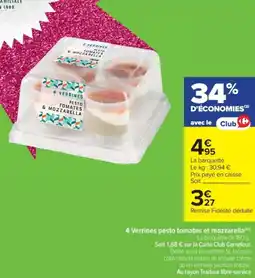 Cora x Carrefour 4 Verrines pesto tomates et mozzarella offre