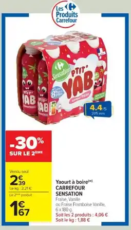 Cora x Carrefour CARREFOUR SENSATION Yaourt à boire offre