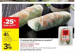 Cora x Carrefour 2 rouleaux de printemps au saumon offre