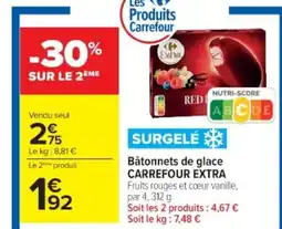 Cora x Carrefour CARREFOUR EXTRA Bâtonnets de glace offre