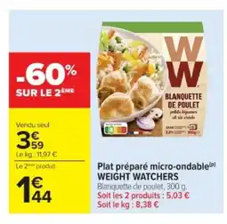 Cora x Carrefour WEIGHT WATCHERS Plat préparé micro-ondable offre