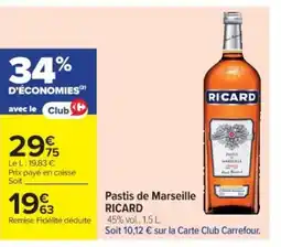 Cora x Carrefour RICARD Pastis de Marseille offre