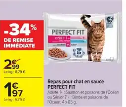 Cora x Carrefour PERFECT FIT Repas pour chat en sauce offre