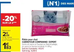 Cora x Carrefour CARREFOUR COMPANINO EXPERT Pâtée pour chat offre