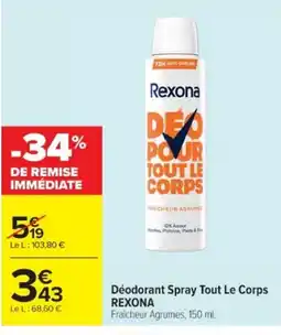 Cora x Carrefour REXONA Déodorant Spray Tout Le Corps offre