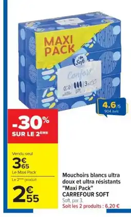 Cora x Carrefour CARREFOUR SOFT Mouchoirs blancs ultra doux et ultra résistants offre