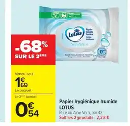 Cora x Carrefour LOTUS Papier hygiénique humide offre