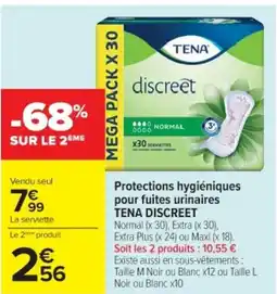 Cora x Carrefour TENA DISCREET Protections hygiéniques pour fuites urinaires offre