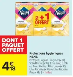 Cora x Carrefour NANA Protections hygiéniques offre