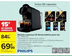 Cora x Carrefour PHILIPS Machine à expresso L'Or Barista Sublime piano noir offre