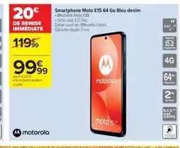 Cora x Carrefour MOTOROLA Smartphone Moto E15 64 Go Bleu denim offre