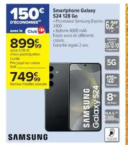 Cora x Carrefour SAMSUNG Smartphone Galaxy S24 128 Go offre