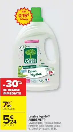 Cora x Carrefour ARBRE VERT Lessive liquide offre