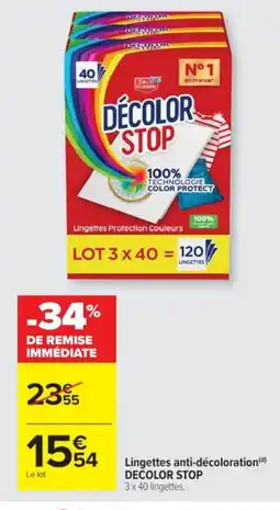 Cora x Carrefour DECOLOR STOP Lingettes anti-décoloration offre