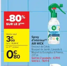 Cora x Carrefour AIR WICK Spray d'intérieur offre