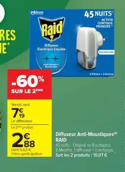 Cora x Carrefour RAID Diffuseur Anti-Moustiques offre