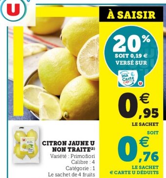 Hyper U Citron Jaune U offre