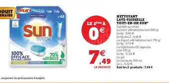 Hyper U Nettoyant lave-vaisselle Tout-en-un Sun offre