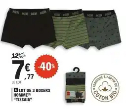 E.Leclerc 6 LOT DE 3 BOXERS HOMME TISSAIA offre