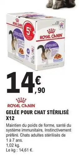 E.Leclerc ROYAL CANIN GELÉE POUR CHAT STÉRILISÉ X12 offre