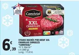 E.Leclerc STEAKS HACHÉS PUR BŒUF XXL CHAROLAIS SURGELÉS “CONVIVIAL” offre