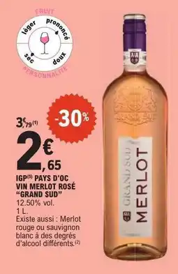 E.Leclerc IGP Pays d'Oc Vin Merlot Rosé 'Grand Sud' offre