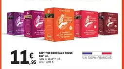 E.Leclerc AOP VIN BORDEAUX ROUGE BIB 3 L offre