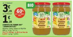 E.Leclerc COMPOTE DE POMME BIO JARDIN BIO ETIC offre