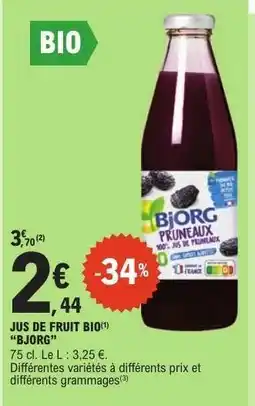 E.Leclerc JUS DE FRUIT BIO BJORG offre