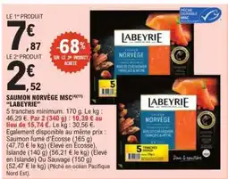 E.Leclerc Saumon Norvège MSC 'Labeyrie' offre