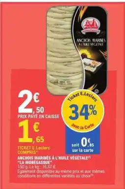 E.Leclerc ANCHOIS MARINÉS À L'HUILE VÉGÉTALE offre