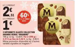 E.Leclerc 3 Bâtonnets Glacés Collection Amande Remix Magnum offre