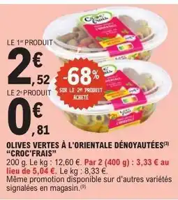E.Leclerc Olives vertes à l'orientale dénoyautées 'Croc'Frais' offre