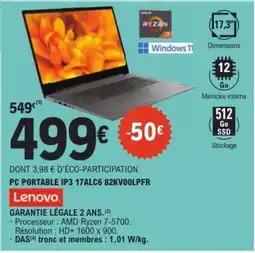 E.Leclerc PC PORTABLE IP3 17ALC6 82KV00LPFR offre