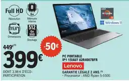 E.Leclerc PC PORTABLE IP1 15IAU7 82R4007BFR offre