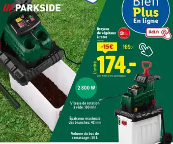Lidl PARKSIDE Broyeur de végétaux à rotor offre