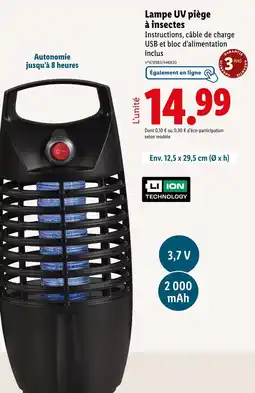 Lidl Lampe UV piège à insectes offre