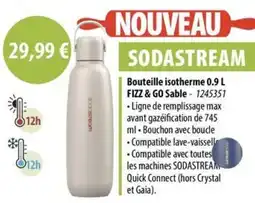 Cuisine Plaisir SODASTREAM Bouteille isotherme 0.9 l fizz & go sable offre
