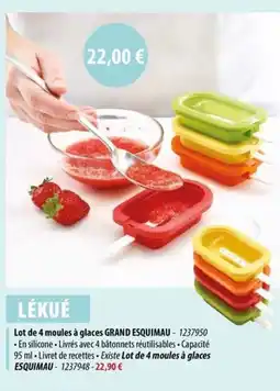 Cuisine Plaisir LÉKUÉ Lot de 4 moules à glaces grand esquimau offre