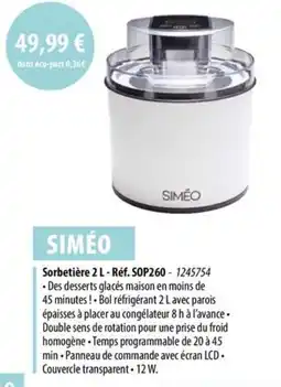 Cuisine Plaisir SIMEO Sorbetière offre