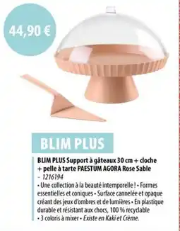 Cuisine Plaisir BLIM PLUS Support à gâteaux 30 cm + cloche + pelle à tarte PAESTUM AGORA Rose Sable offre